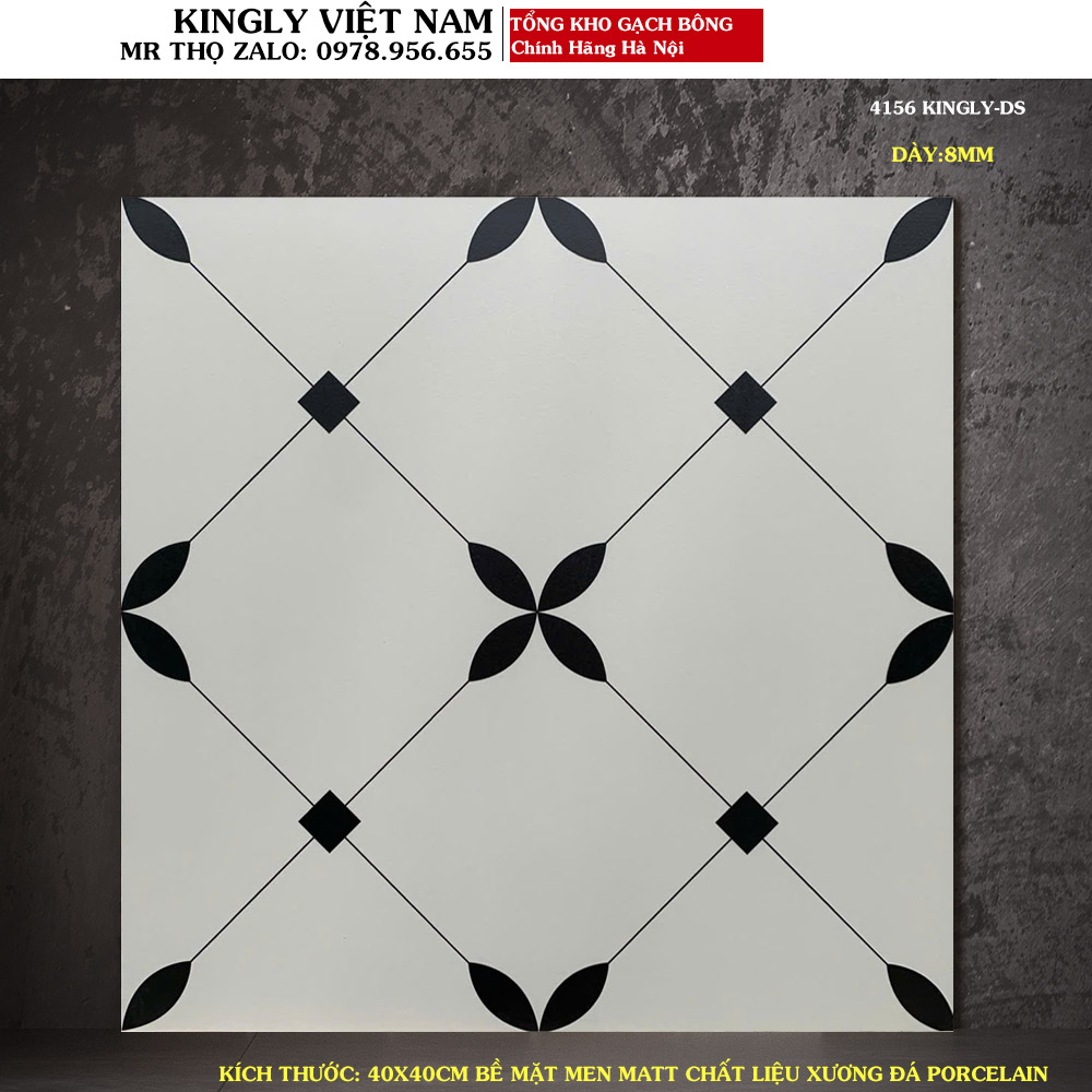 Gạch bông lát nền cổ điển 40x40 Trung Quốc 4156